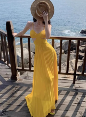 Sexy A Line Spaghetti Straps Chiffon Long Prom Dress, Evening Dress