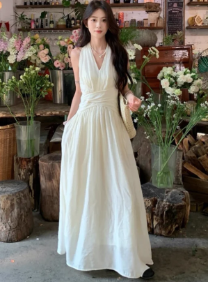 Classy A Line Halter Chiffon Long Prom Dress, Evening Dress