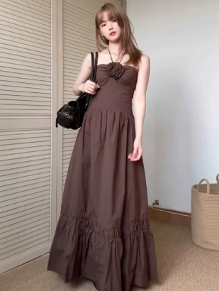 Pretty A Line Halter Satin Long Prom Dress, Evening Dress