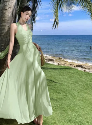 Chic A Line Halter Chiffon Long Prom Dress, Evening Dress