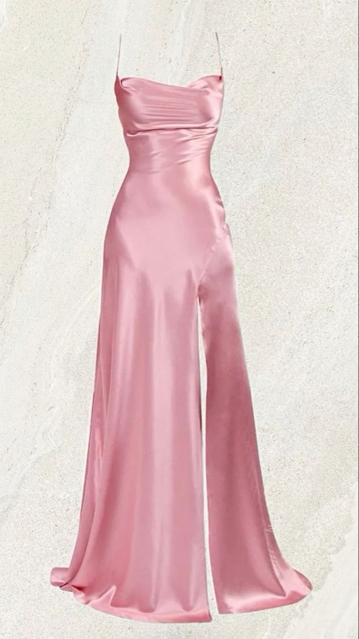 Vintage Mermaid Spaghetti Straps Custom Pink Slit Long Prom Dresses