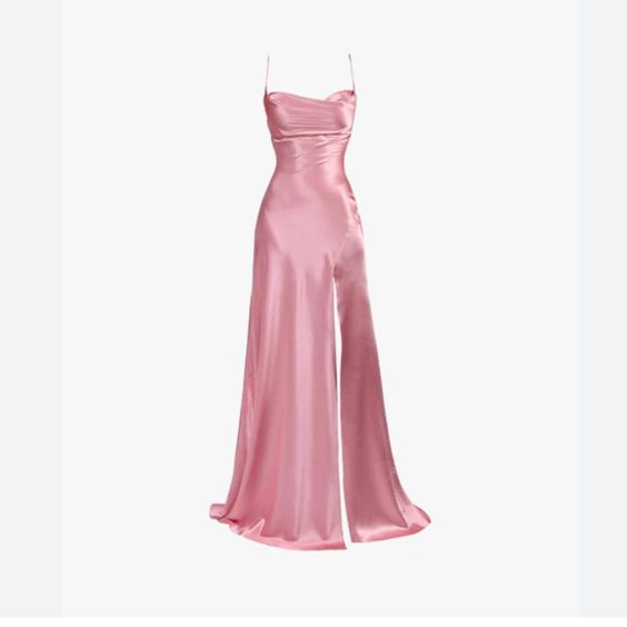 Vintage Mermaid Spaghetti Straps Custom Pink Slit Long Prom Dresses