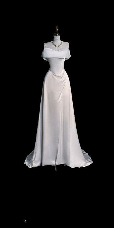 Fairytale Wedding Dress White Mermaid Off The Shoulder Satin Wedding Dresses
