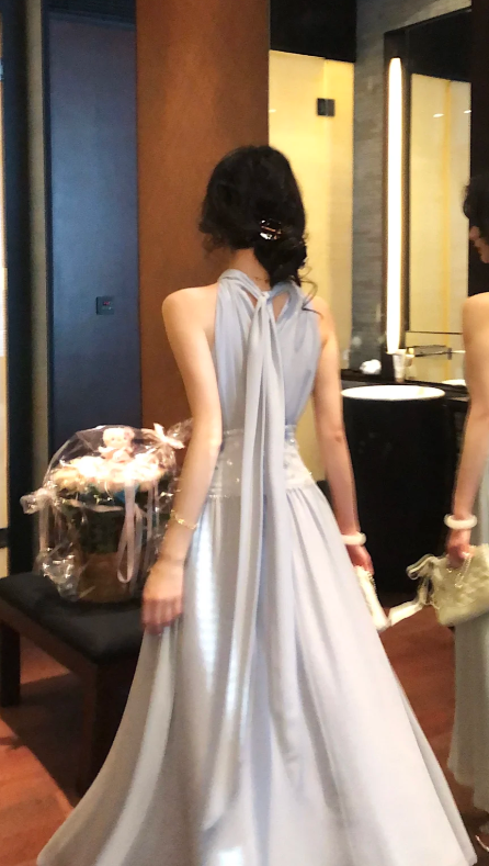 Pretty A Line Halter Chiffon Sequin Long Prom Dress, Evening Dress