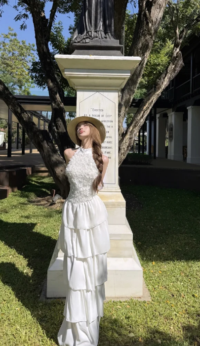 Charming A Line Halter Tiered Chiffon Long Prom Dress, Evening Dress