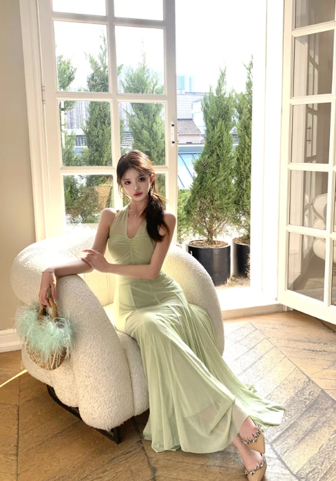 Unique A Line V Neck Chiffon Long Prom Dress, Evening Dress