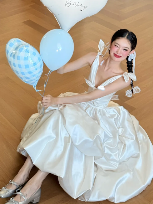 Pretty A Line V Neck Satin Long Prom Dress, Evening Dress