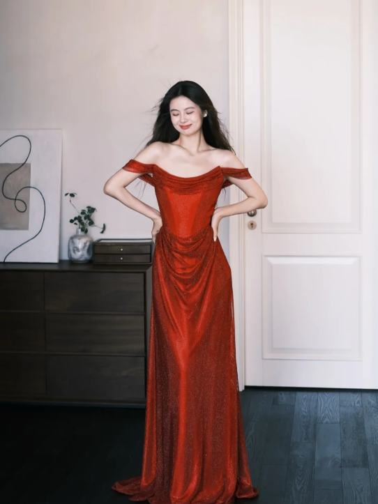 Obsessed Mermaid Off The Shoulder Satin Long Prom Dress, Evening Dress