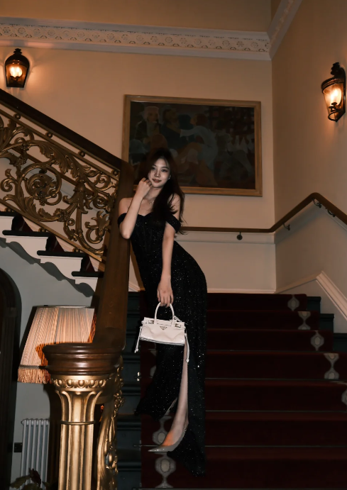 Shiny Mermaid Black Off The Shoulder Sequin Slit Long Prom Dress, Evening Dress