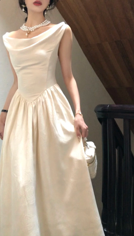 Elegant Sweet A Line Satin Long Prom Dress, Evening Dress