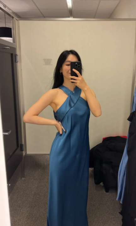 Chic Mermaid Halter Satin Long Prom Dress, Evening Dress