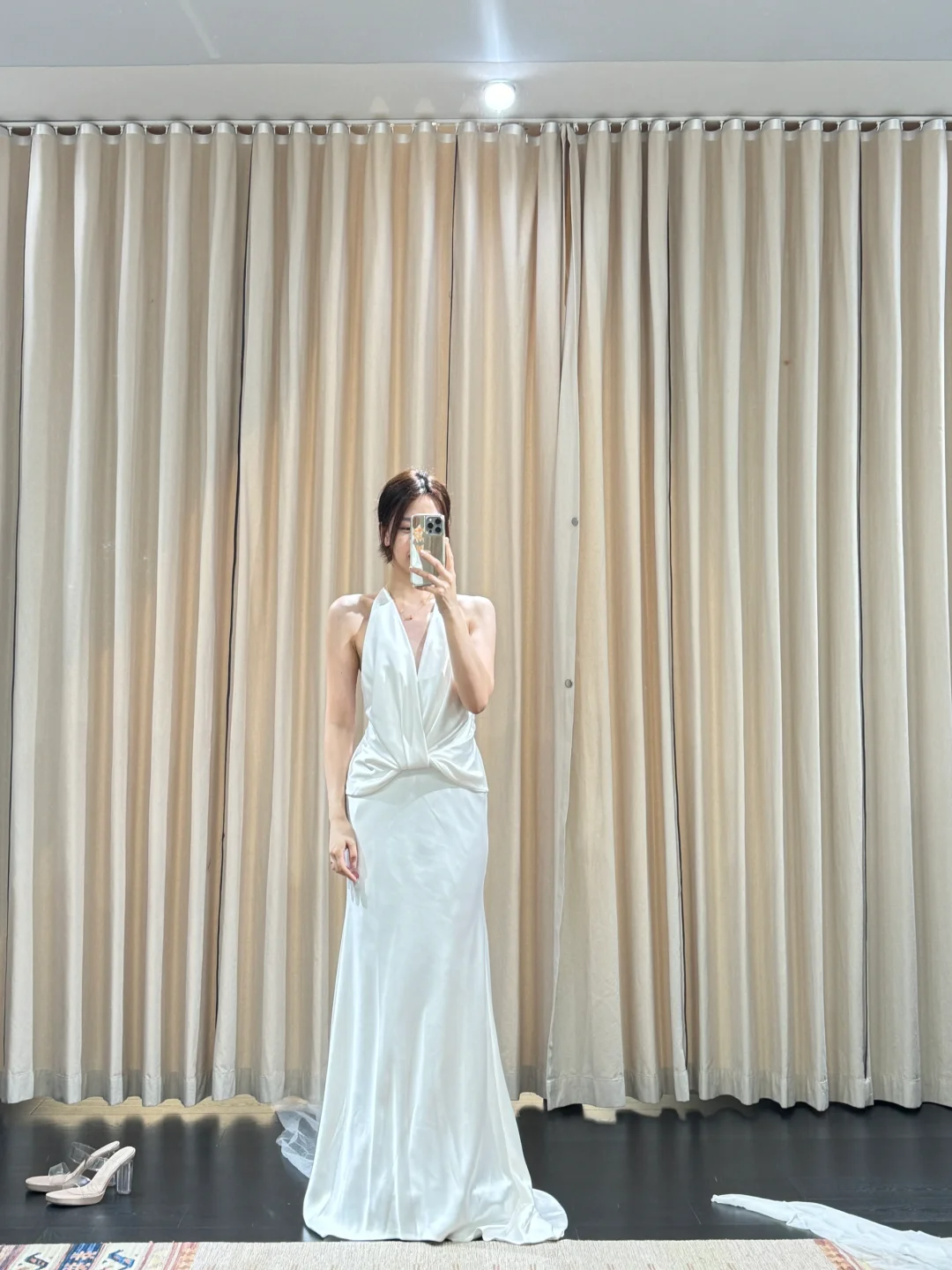 Classy Mermaid Halter Satin Long Prom Dress, Evening Dress