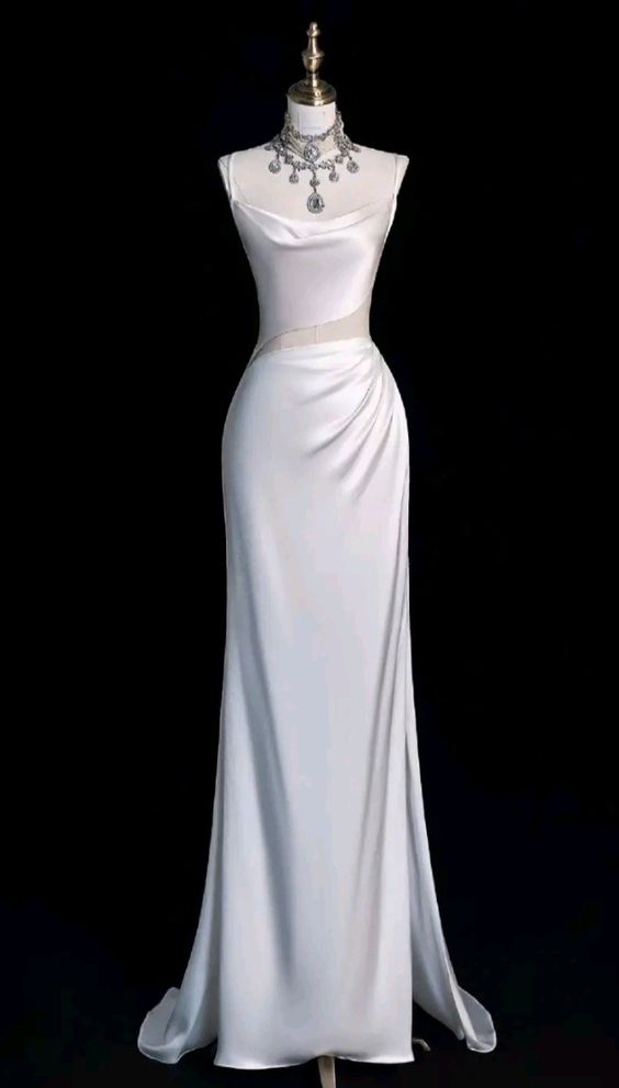 Fairytale Mermaid Straps Long Satin Wedding Dresses