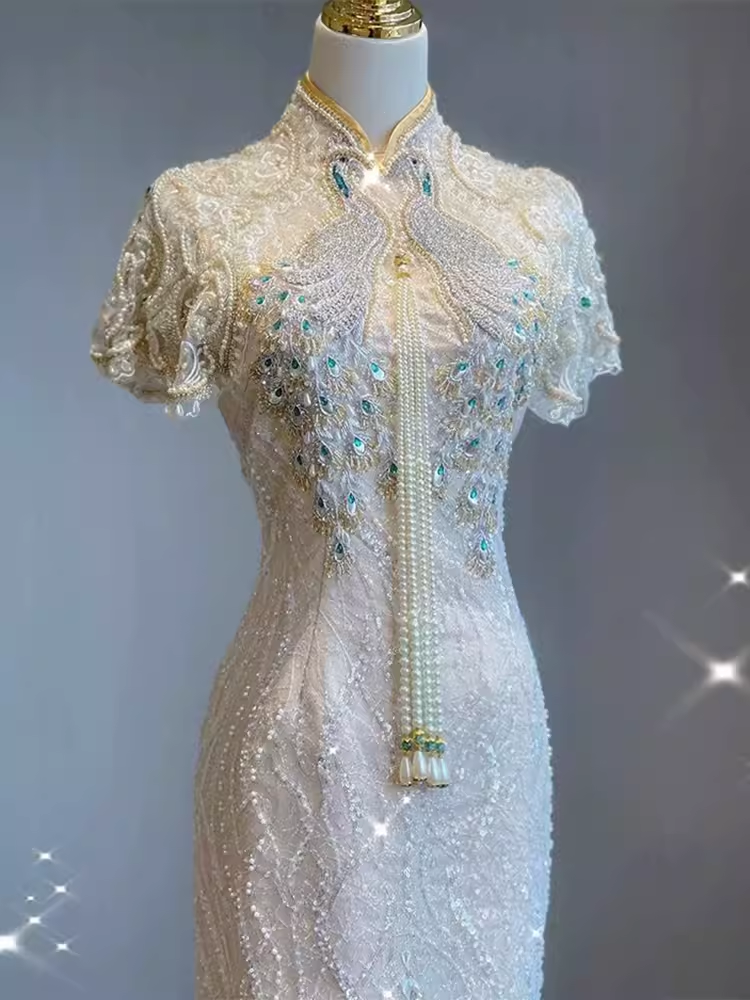 Sexy Sheath Short Sleeves Sequin Prom Dresses