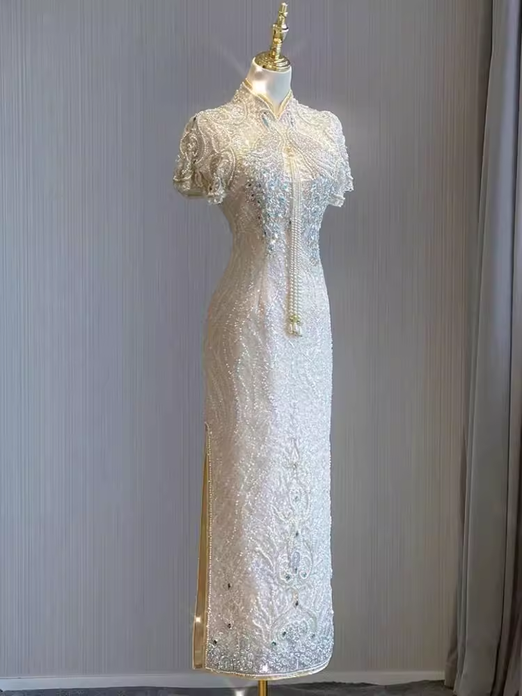 Sexy Sheath Short Sleeves Sequin Prom Dresses