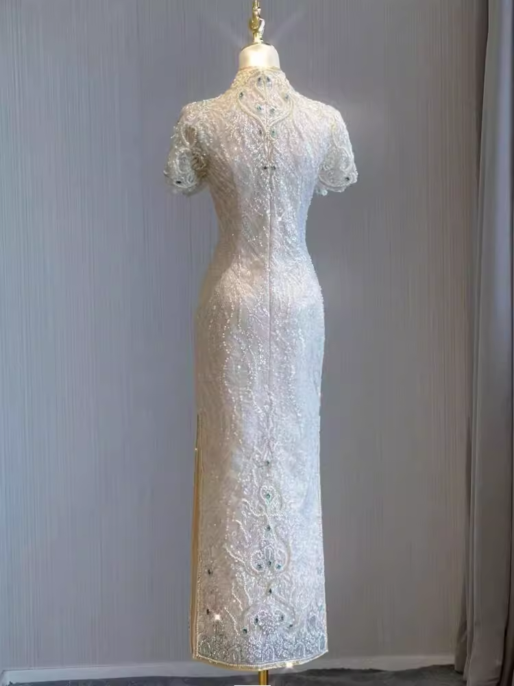Sexy Sheath Short Sleeves Sequin Prom Dresses