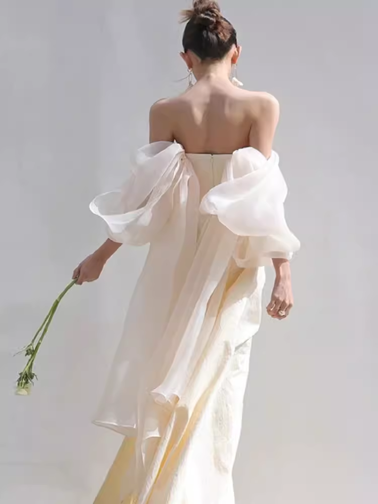Fairytale Mermaid Off The Shoulder White Long Wedding Dresses