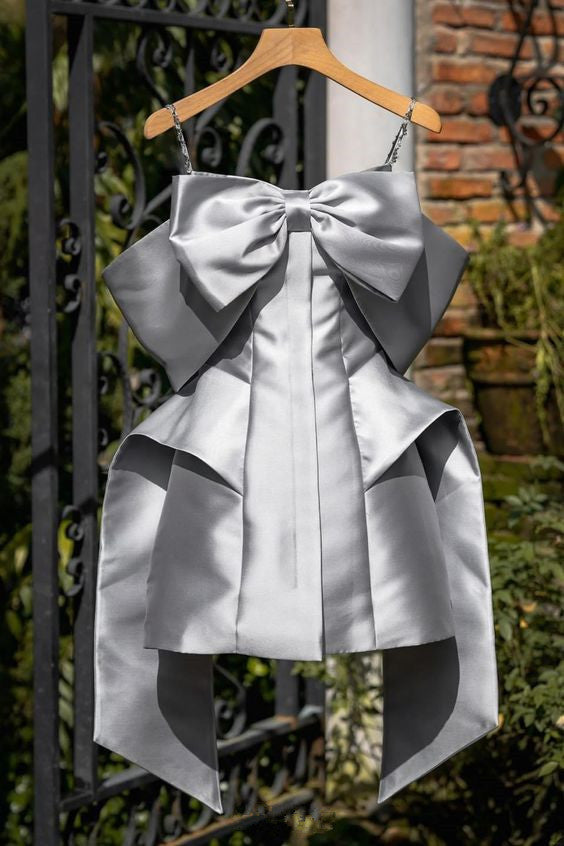 Simple A Line Straps Short Birthday Outfits Gray Homecoming Dress