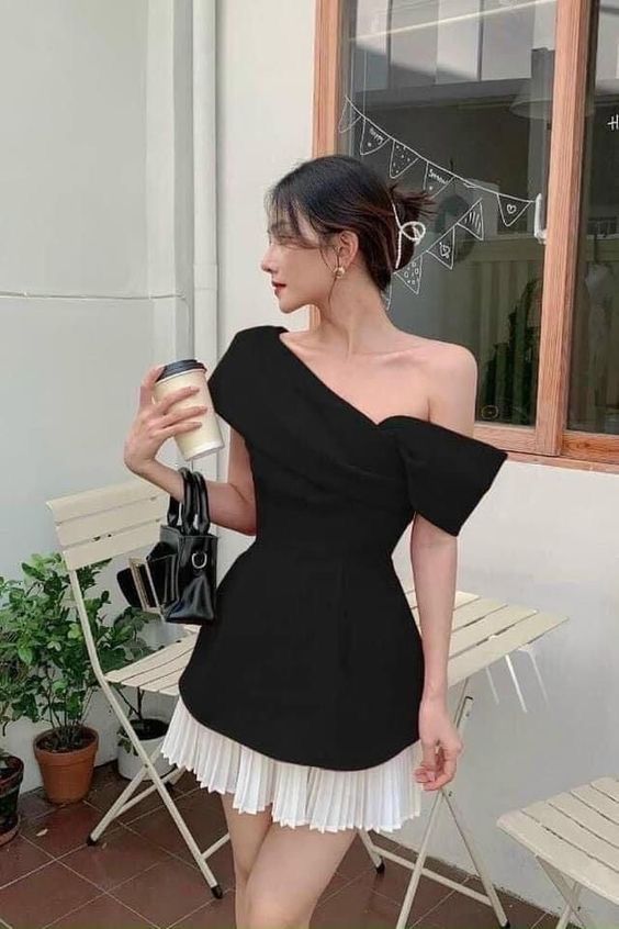 Vintage A line Off The Shoulder Black Birthday Outfits Homecoming Dress