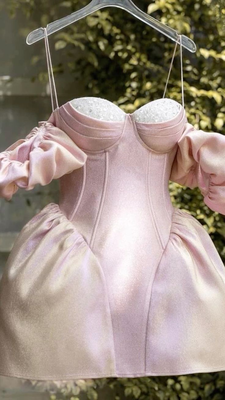 Modest A line Off The Shoulder Short Sleeves Pink Birthday Outfits Homecoming Dress