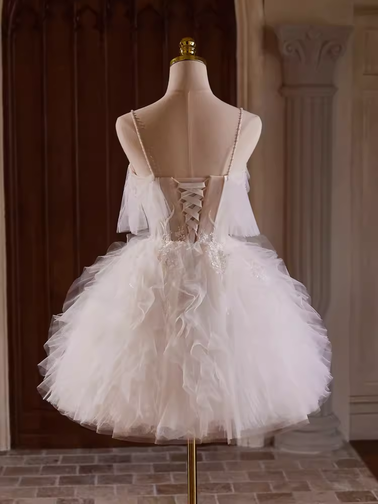 Modest Ball Gown Off The Shoulder White Tulle Birthday Outfits Homecoming Dress
