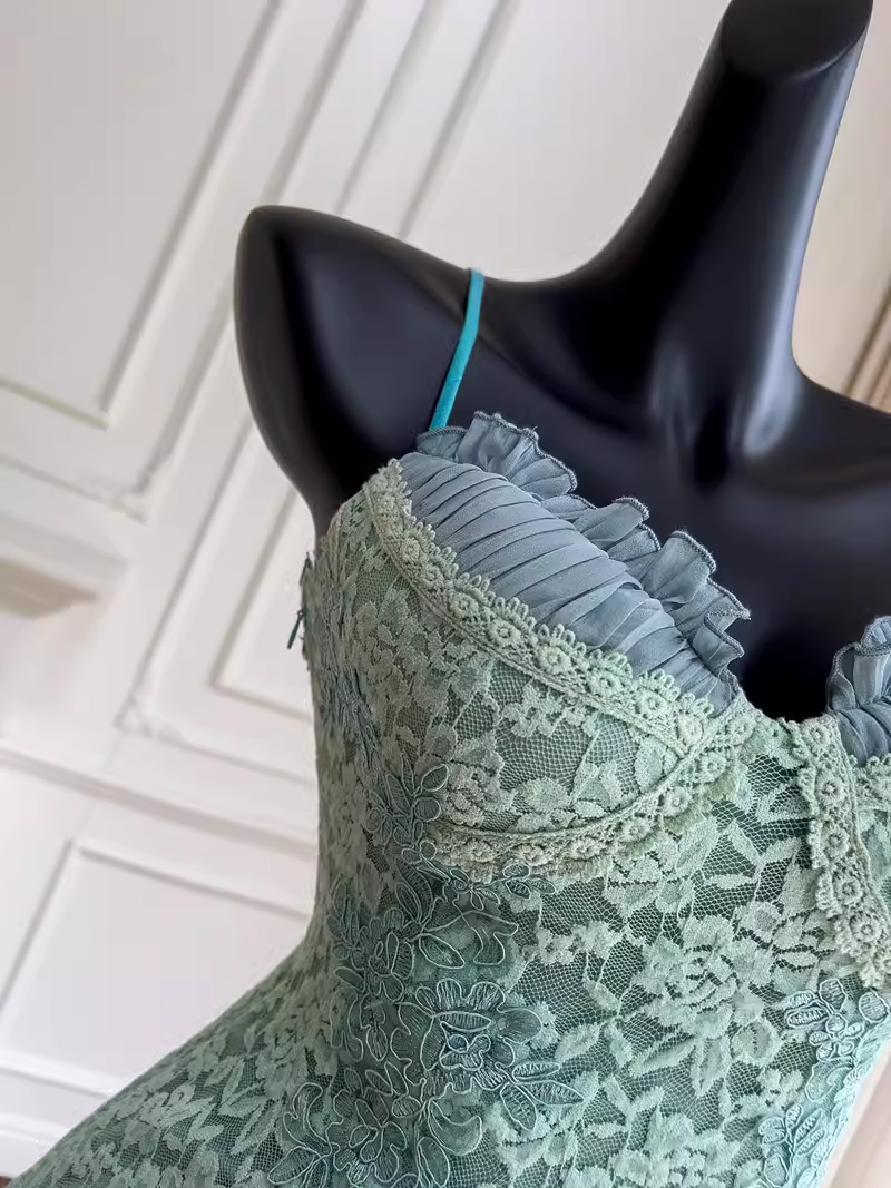 Cute A line Spaghetti Straps Lace Birthday Outfit Homecoming Dress