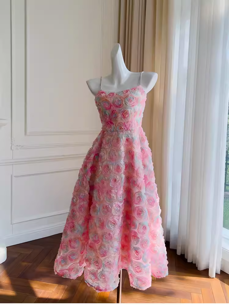 Cute A line Spaghetti Straps Flowers Lace Birthday Outfit Homecoming Dresses