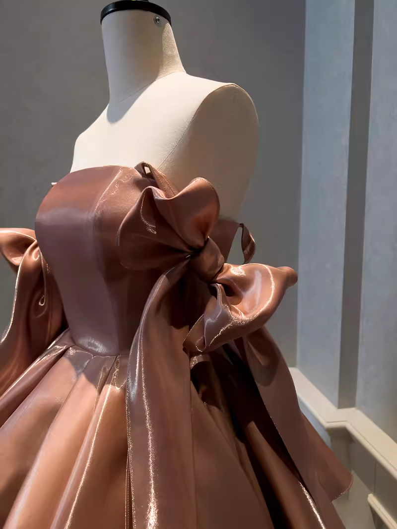 Sexy A line Straps Brown Birthday Outfit Homecoming Dresses