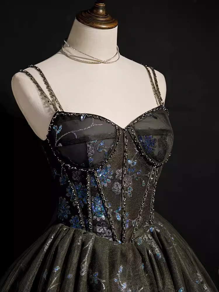 Sexy A line Straps Tulle Black Short Homecoming Dresses