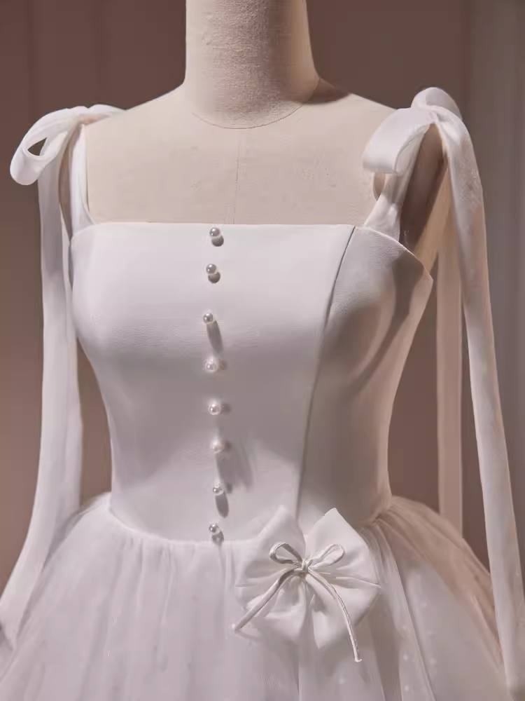 A Line Straps White Tulle Homecoming Dress 18th Birthday Outfits