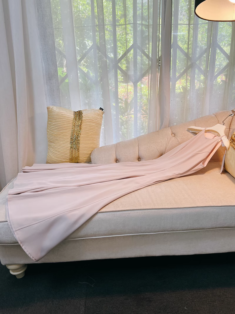 Simple A line Scoop Neckline Satin Pink Prom Dress