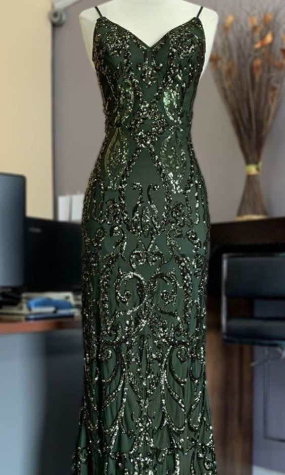 Charming Green Mermaid Evening Dress,Chic Evening Gown