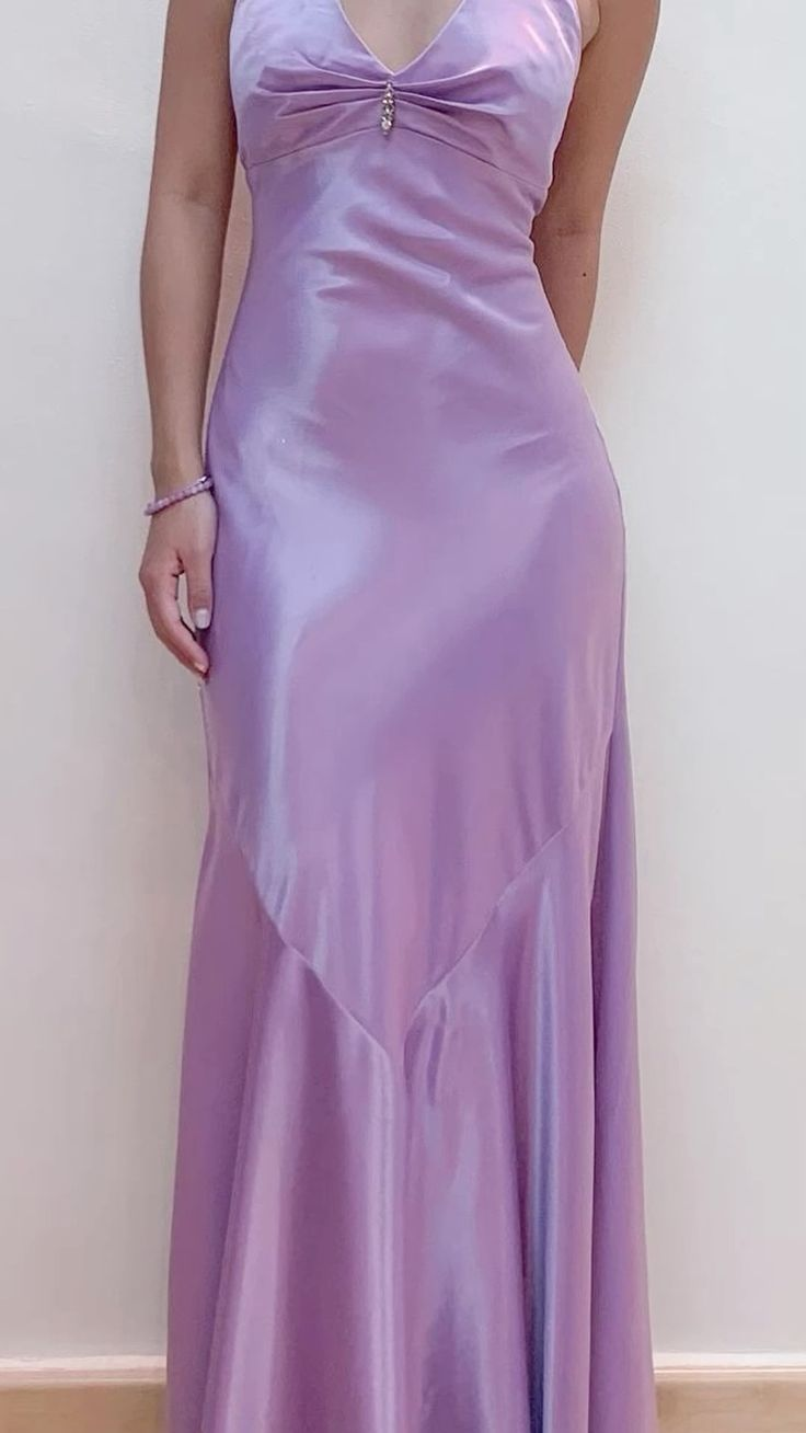 Elegant V NecK Purple Satin Mermaid Long Wedding Guest Dress Party Dress
