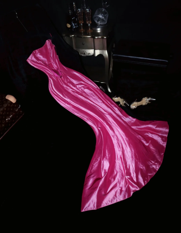 Stylish One Shoulder Hot Pink Satin Mermaid Evening Dress Birthday Outfits