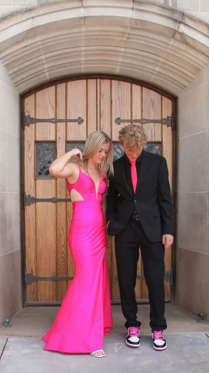 Elegant Hot Pink Mermaid Prom Dress With Split,Senior Prom Dress