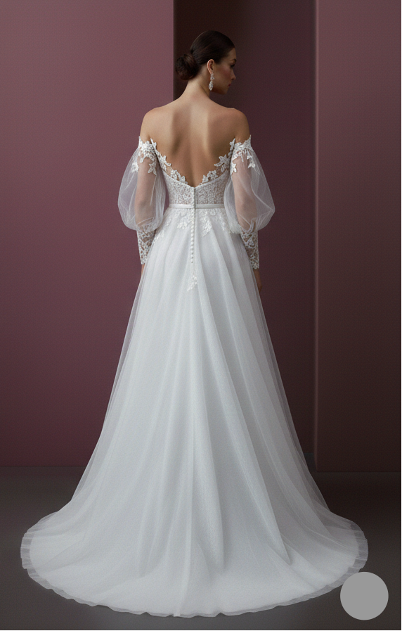 Champagne Wedding Dress Matte Fabric Long Classic A-Line Gown