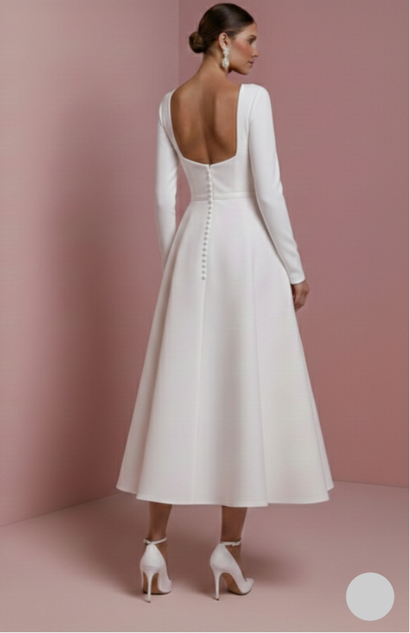 Civil Sleeve Wedding Dress Simple Long Short Train Minimal