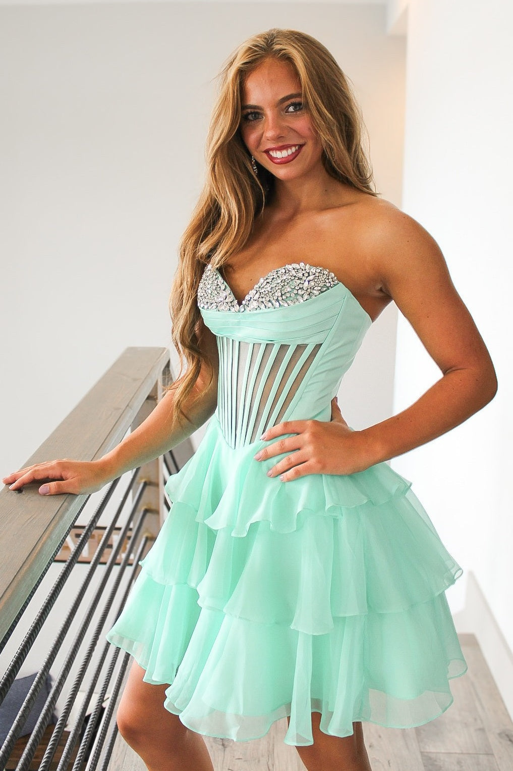 Cute A Line Sweetheart Yellow Corset Homecoming Dress with Beading Ruffles