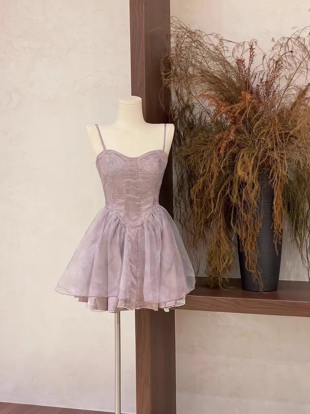 Purple Straps A Line Birthday Dress Short Holiday Dress