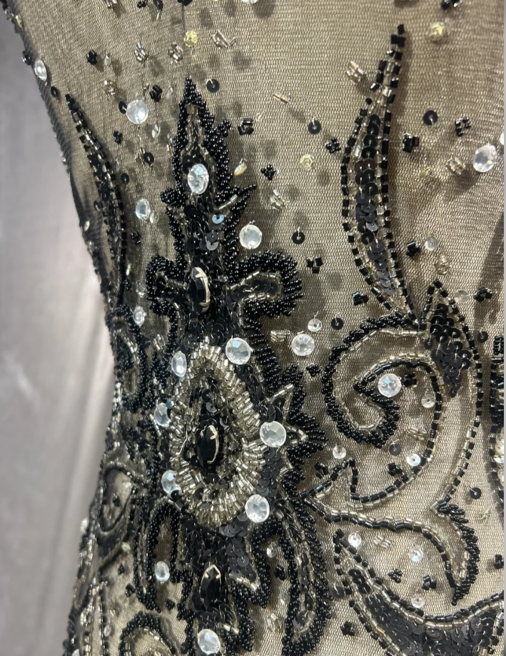 Stylish V Neck Satin Beaded Mermaid Evening Dress Long Wedding Guest Dress Prom Dress