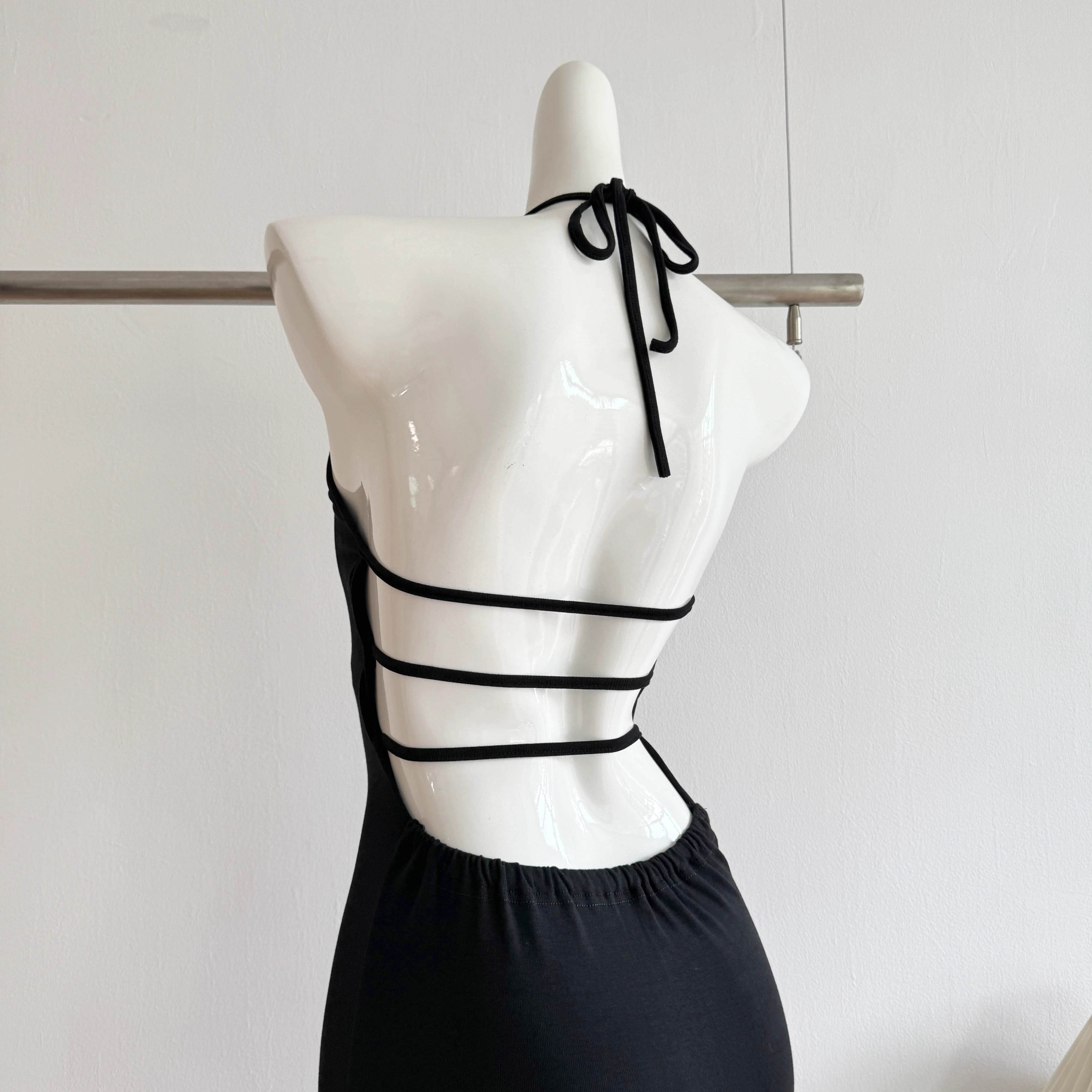 Simple Sheath Halter Black Dinner Dresses Mid Length Black Birthday Outfit