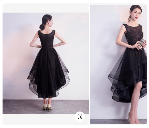 Black High Low Tulle Round Neckline Lace Homecoming Dress, Black Short Party Dress Prom Dress