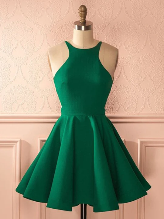 A Line Round Neck Backless Short Graduation Dress,Homecoming Dresses