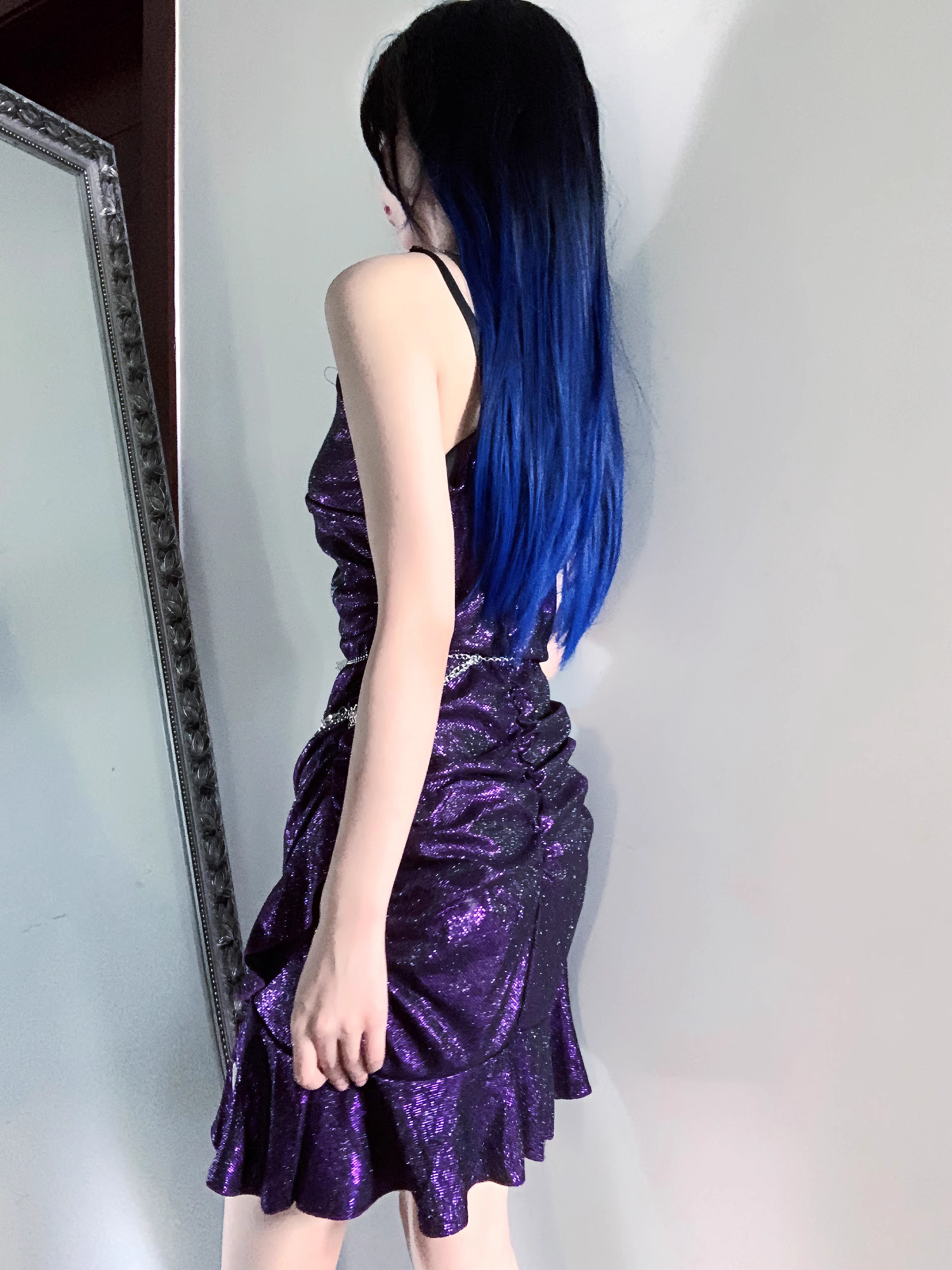 Charming Purple Spaghetti Straps Ruffle Short Homecoming Dress Birthday Outfits