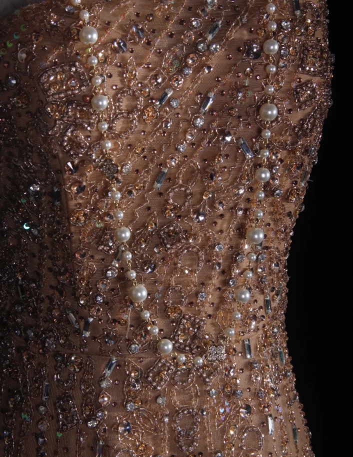 Luxury Champagne One Shoulder Tulle Sequin Beaded Mermaid Long Evening Dress 18th Birthday Outfits