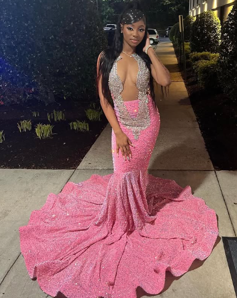 Sparkly Pink Sequins Evening Dress,Formal Mermaid Party Prom Dress