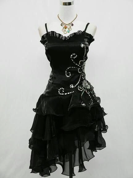 Vintage Black Chiffon Beaded Short Prom Dress Formal 8th Grade Homecoming Dress
