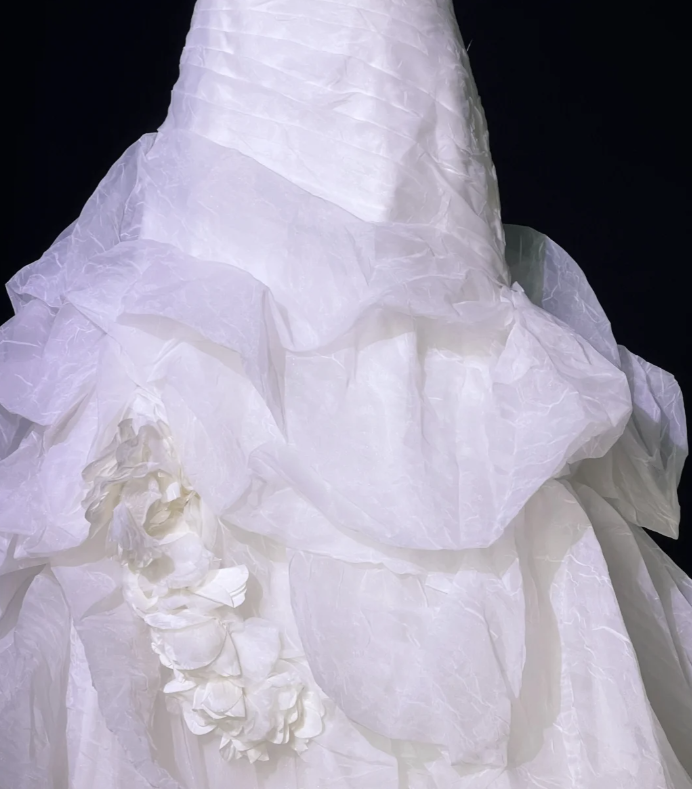 Charming White Halter Tulle Beaded Pleated Long Wedding Dress Formal Bridal Dress