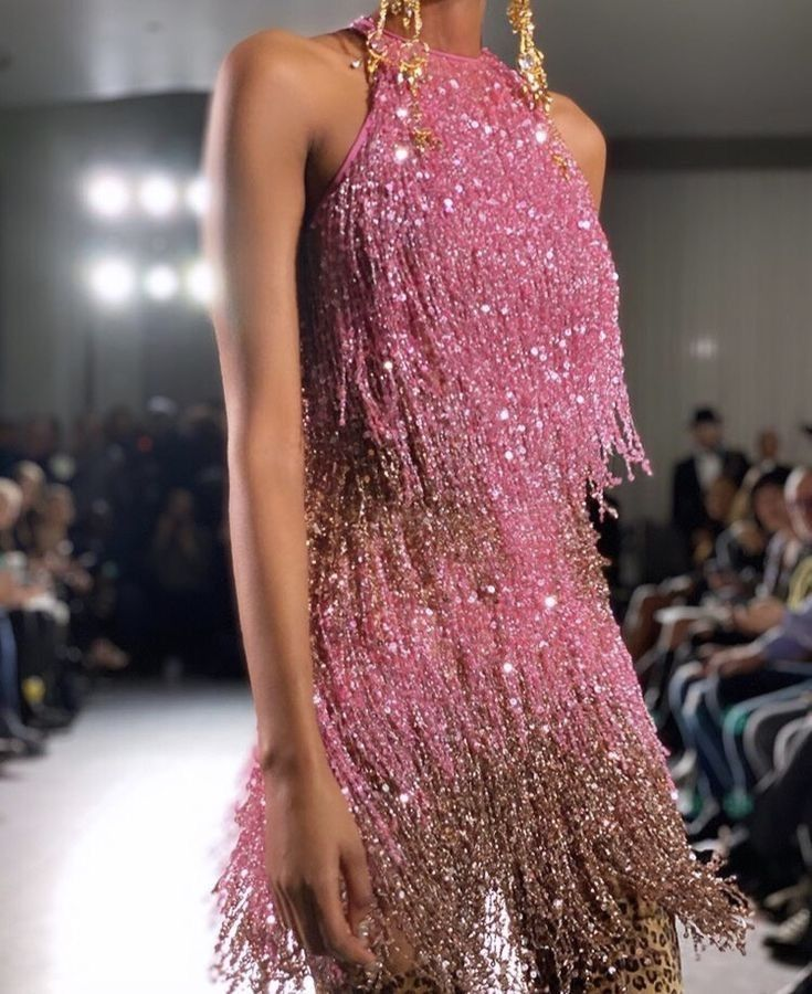 Glitter Halter Pink Sequin Beaded Tassel Sheath Short Prom Dress Formal Graduation Homecoming Dress