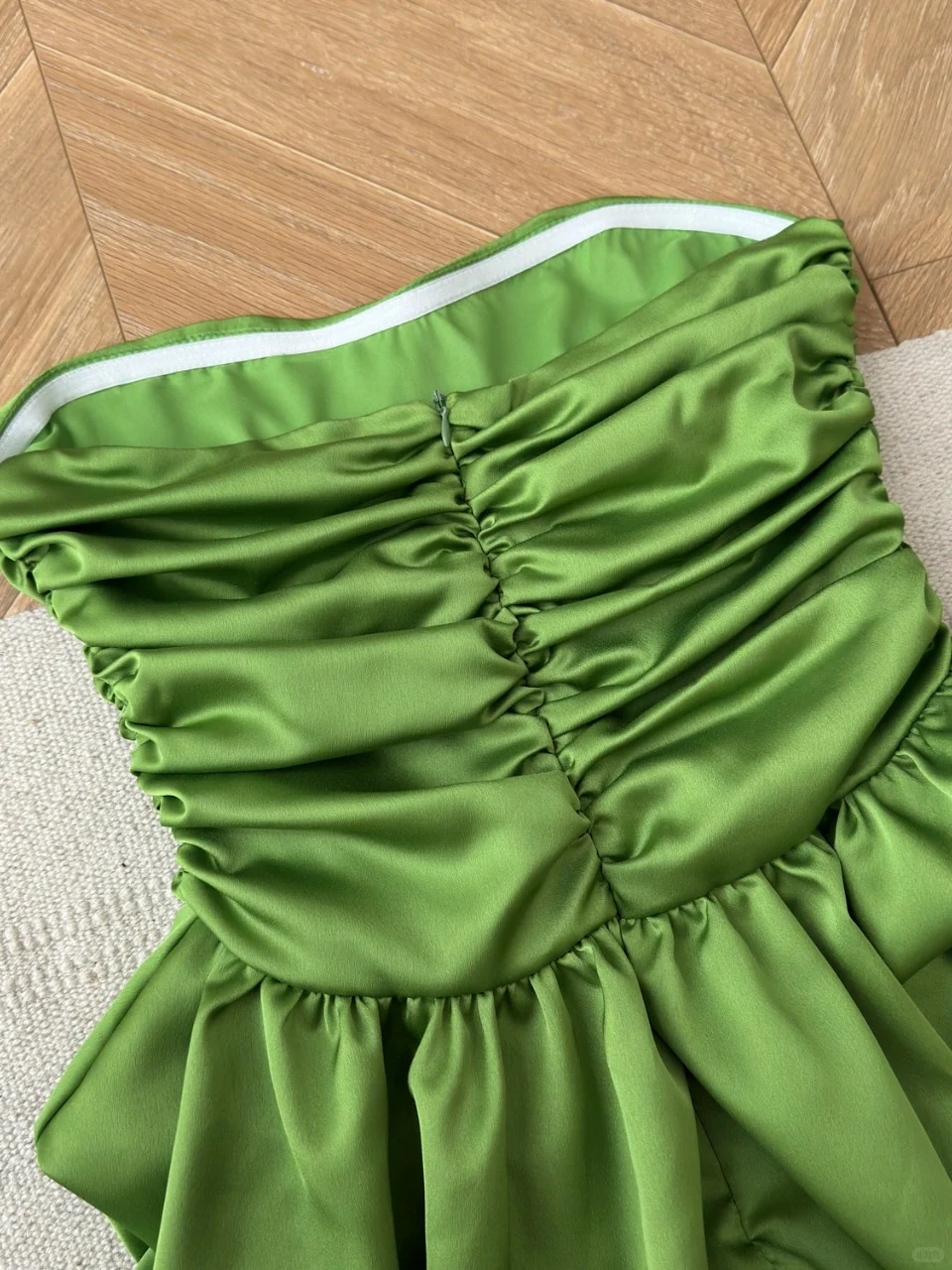 Green Satin Strapless A Line Homecoming Dress Simple Birthday Dress